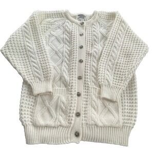Western Connection Creamy White Cardigan Button Sweater With Pockets Size L